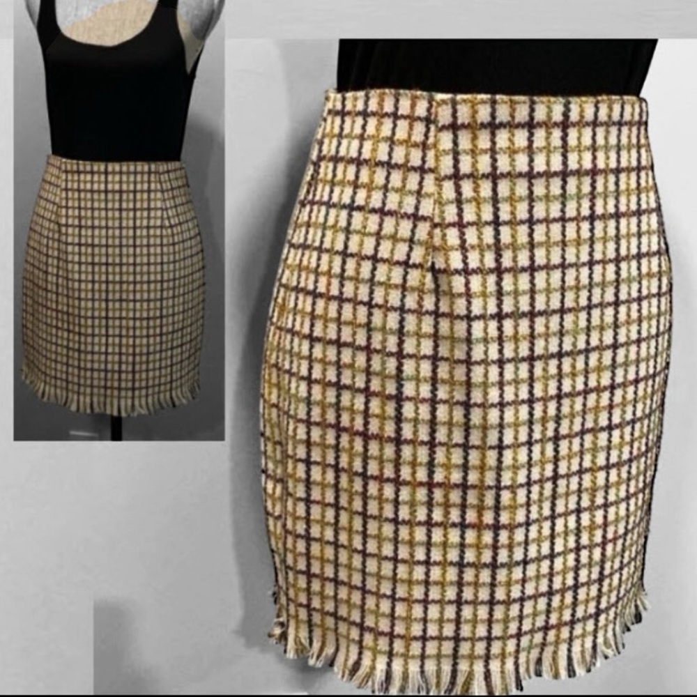 Idem Ditto Plaid Fringe Skirt Size medium